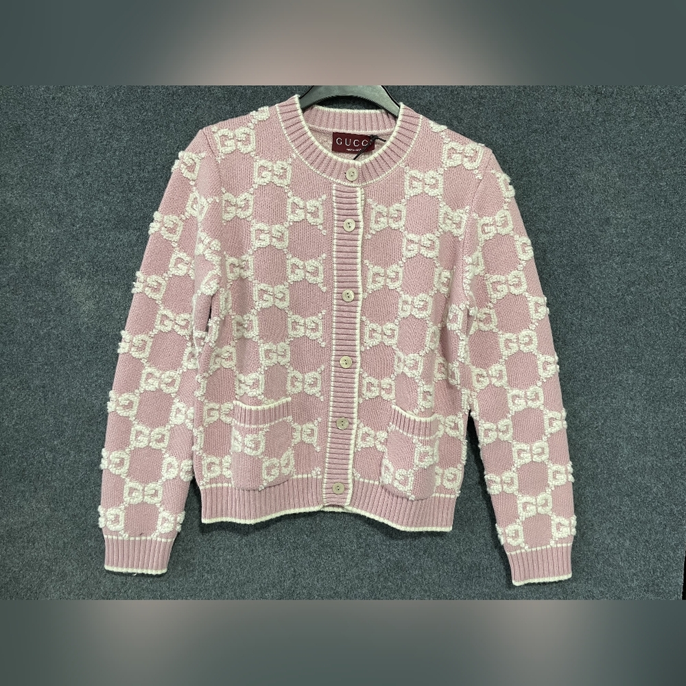 Gucci Pink Women's GG Wool Cardigan